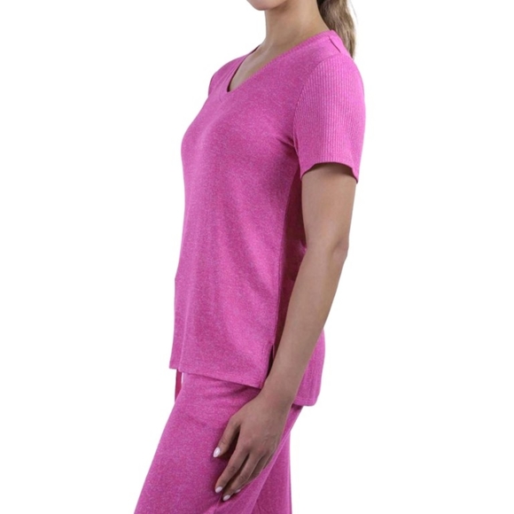 N Natori Women's Jogger and Short Sleeve Top Lounge PJ Set Pink NWT - Picture 2 of 6
